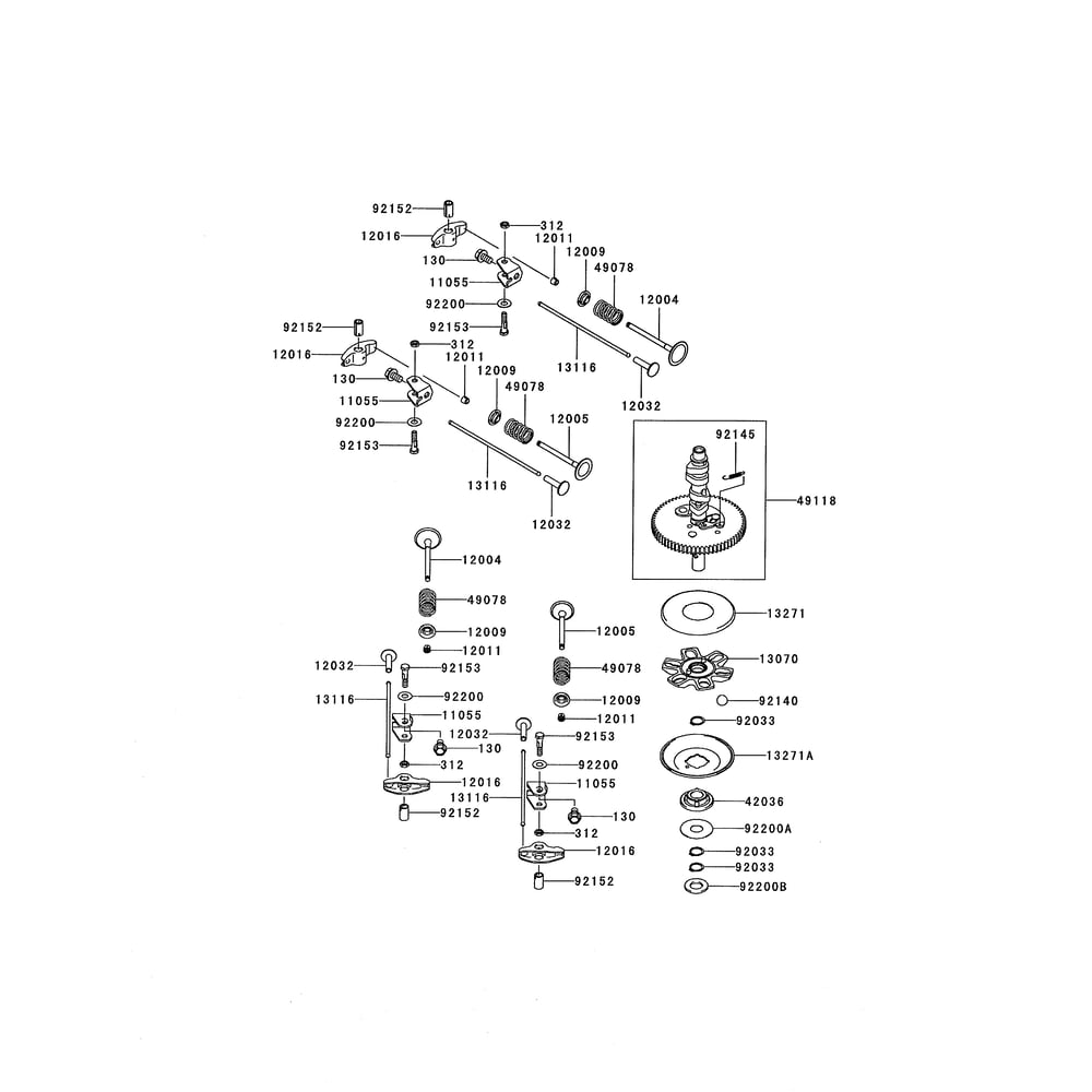 Engine >> Valve And Camshaft Diagram and Parts List for 893999  Cub Cadet Lawn Tractor